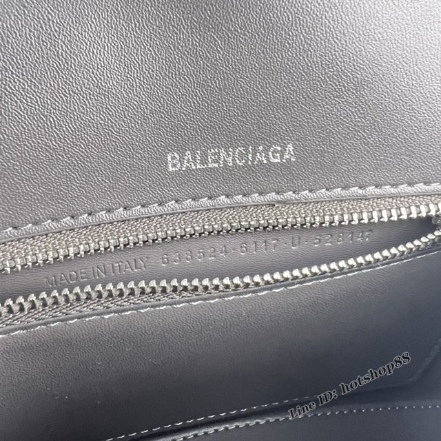 Balenciaga專櫃爆款碳灰鱷魚紋銀扣手提女包 巴黎世家原廠S號Hourglass沙漏包 款號：8895 fyj1187